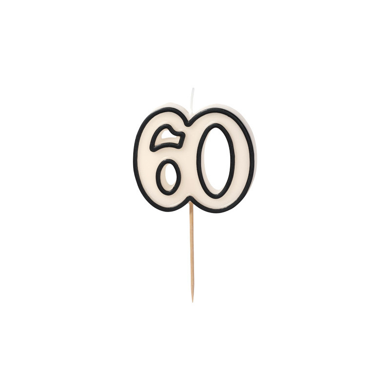 Birthday candle number 60, 5.5cm, black and white Birthday candle number 60, 5.5cm, black and white