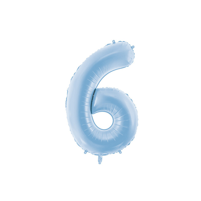 Foil Balloon Number ''6'', 86cm, misty blue Foil Balloon Number ''6'', 86cm, misty blue