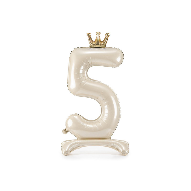 Standing foil balloon number ''5'', 84 cm, light cream Standing foil balloon number ''5'', 84 cm, light cream