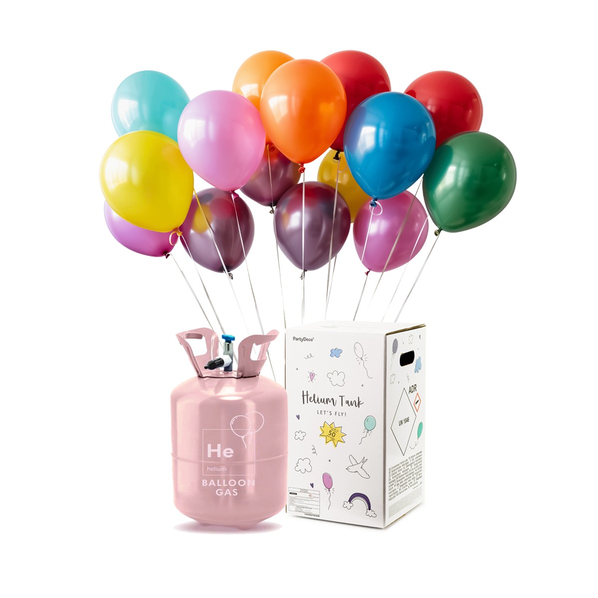 Helium Kit ballongas stor - inkl. 50 ballonger & snöre Helium Kit ballongas stor - inkl. 50 ballonger & snöre
