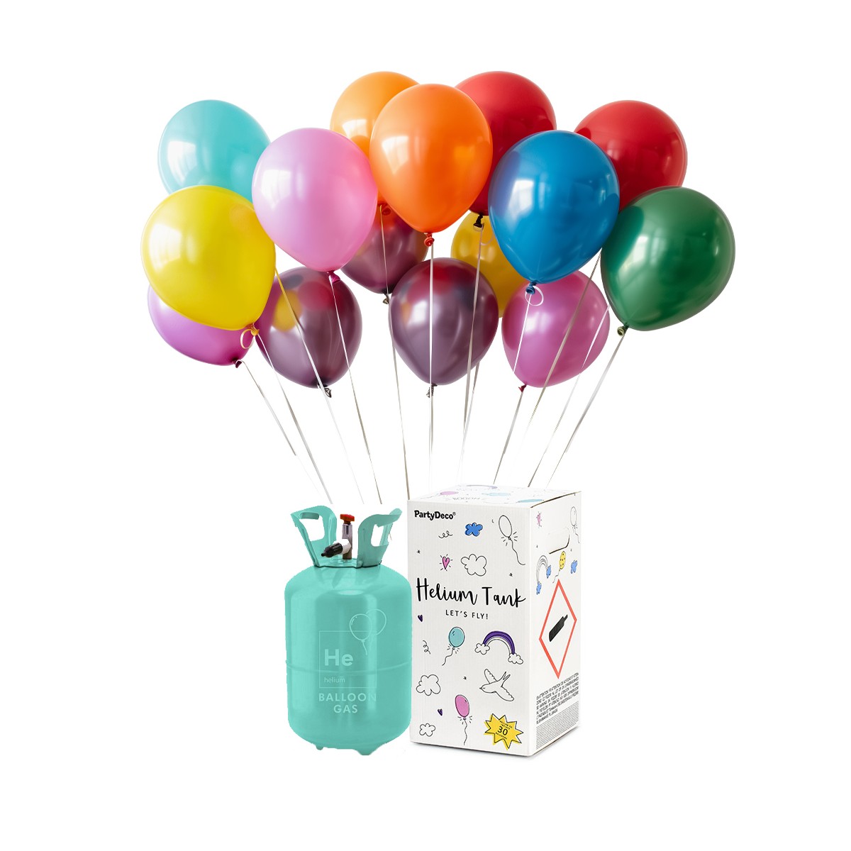 Heliumset ballongas medium - inkl. 30 ballonger & snöre Heliumset ballongas medium - inkl. 30 ballonger & snöre