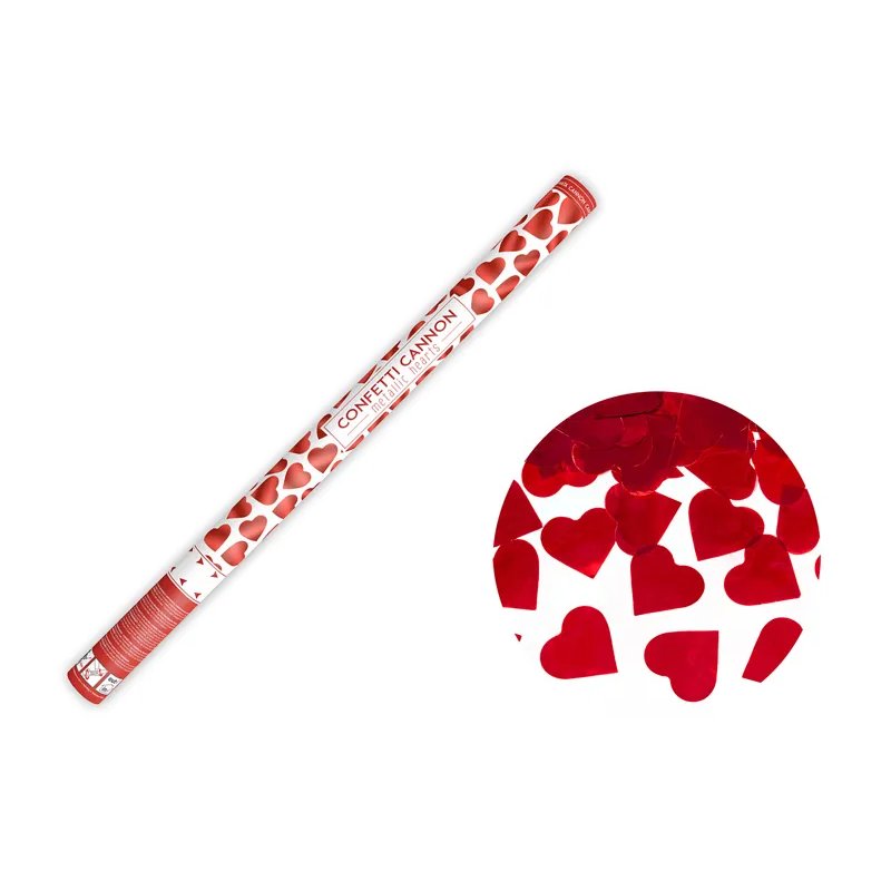 Konfettirör - Röda Metallhjärtan 80 cm Konfettirör - Röda Metallhjärtan 80 cm
