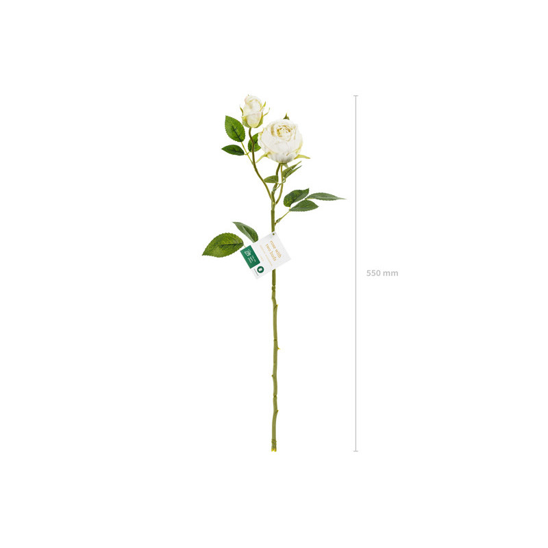 Artificial flower - Rose with two buds, 55 cm, light cream Artificial flower - Rose with two buds, 55 cm, light cream