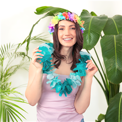 Hawaii Halsband Lila Vit och Grön Blomsterhalsband 45-50 cm Hawaii Halsband Lila Vit och Grön Blomsterhalsband 45-50 cm