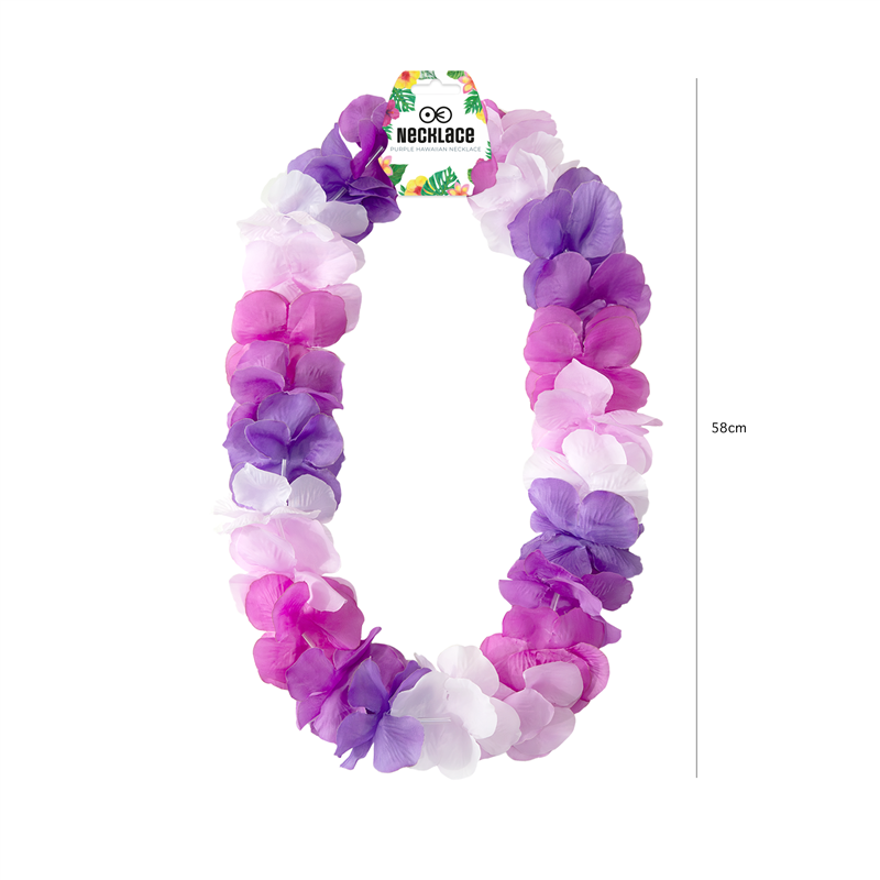 Hawaii Halsband Lila Vit och Grön Blomsterhalsband 45-50 cm Hawaii Halsband Lila Vit och Grön Blomsterhalsband 45-50 cm