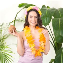 Hawaii Halsband Lila Vit och Grön Blomsterhalsband 45-50 cm Hawaii Halsband Lila Vit och Grön Blomsterhalsband 45-50 cm
