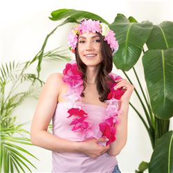 Hawaii Halsband Lila Vit och Grön Blomsterhalsband 45-50 cm Hawaii Halsband Lila Vit och Grön Blomsterhalsband 45-50 cm