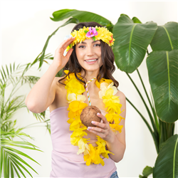 Hawaii Halsband Lila Vit och Grön Blomsterhalsband 45-50 cm Hawaii Halsband Lila Vit och Grön Blomsterhalsband 45-50 cm