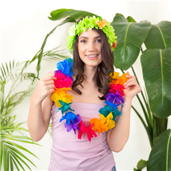 Hawaii Halsband Lila Vit och Grön Blomsterhalsband 45-50 cm Hawaii Halsband Lila Vit och Grön Blomsterhalsband 45-50 cm