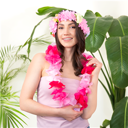 1 st. Hawaii Hårband, orange och rosa, 20 cm, elastisk blomsterkrans för festlig utklädnad och dekoration 1 st. Hawaii Hårband, orange och rosa, 20 cm, elastisk blomsterkrans för festlig utklädnad och dekoration