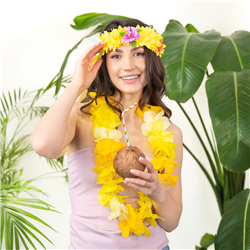 1 st. Hawaii Hårband, orange och rosa, 20 cm, elastisk blomsterkrans för festlig utklädnad och dekoration 1 st. Hawaii Hårband, orange och rosa, 20 cm, elastisk blomsterkrans för festlig utklädnad och dekoration