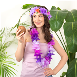 1 st. Hawaii Hårband, orange och rosa, 20 cm, elastisk blomsterkrans för festlig utklädnad och dekoration 1 st. Hawaii Hårband, orange och rosa, 20 cm, elastisk blomsterkrans för festlig utklädnad och dekoration