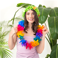 1 st. Hawaii Hårband, orange och rosa, 20 cm, elastisk blomsterkrans för festlig utklädnad och dekoration 1 st. Hawaii Hårband, orange och rosa, 20 cm, elastisk blomsterkrans för festlig utklädnad och dekoration