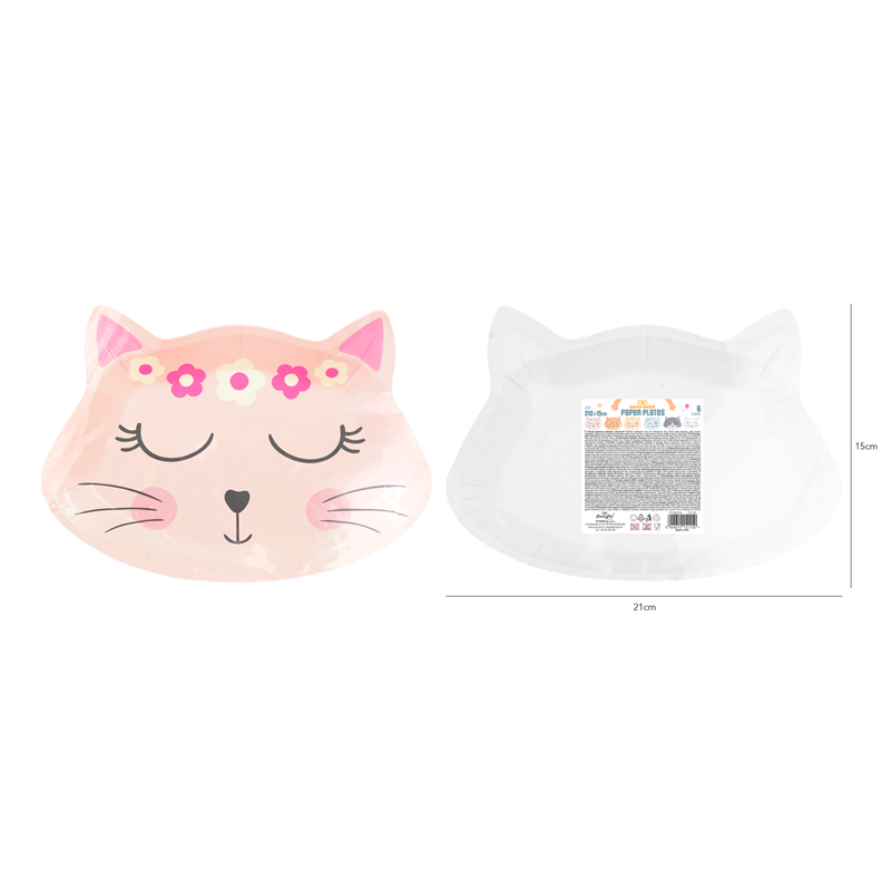 6 st Papp tallrikar katt 22x20cm 6 st Papp tallrikar katt 22x20cm