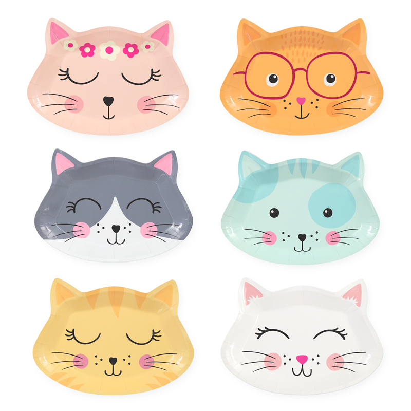 6 st Papp tallrikar katt 22x20cm 6 st Papp tallrikar katt 22x20cm