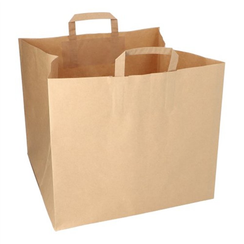 50 st. Papperspåse 32x16x42 cm 21 L brun papper med handtag 50 st. Papperspåse 32x16x42 cm 21 L brun papper med handtag