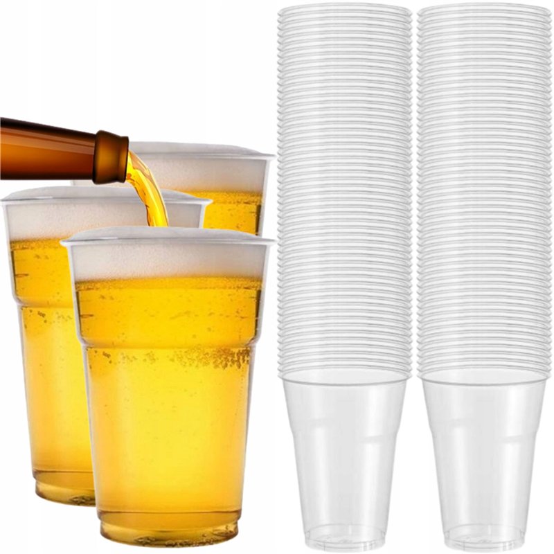 50 st Plastglas 400 ml mjuk plast - Återanvändbara 9,5 cm diameter