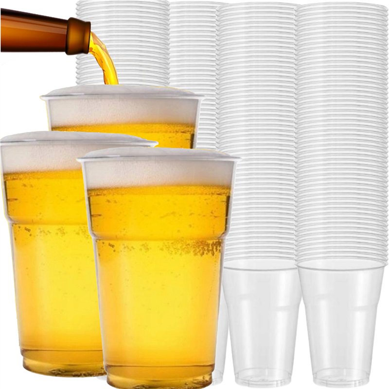 50 st Plastglas 500 ml mjuk plast - Återanvändbara 9,5 cm diameter