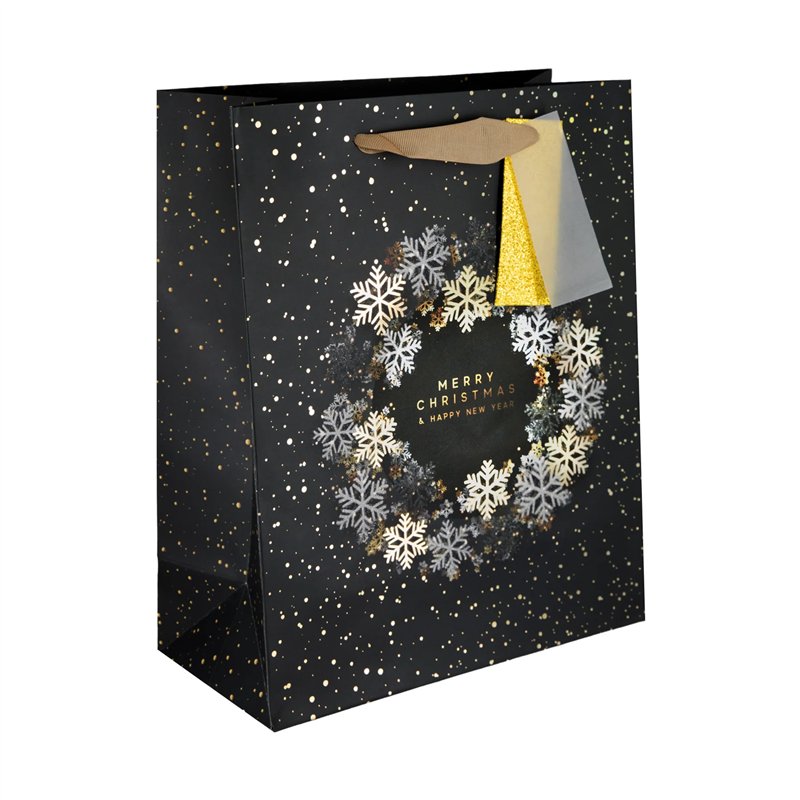 Lyxig Jul- & Nyårs-presentpåse i Svart och Guld 42x32x11,5 cm – Magisk festglans Lyxig Jul- & Nyårs-presentpåse i Svart och Guld 42x32x11,5 cm – Magisk festglans