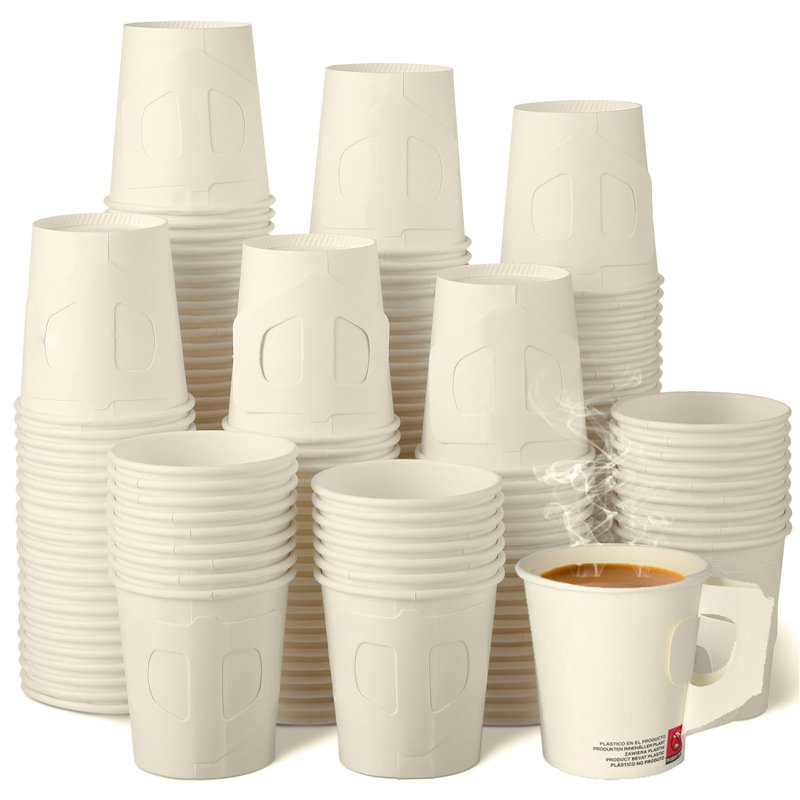 25 st Pappmuggar med handtag - Vit Kaffemuggar To-Go - 180ml, Perfekt för Kaffebaren