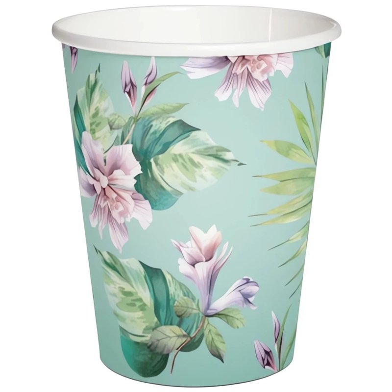 8 st Pappmuggar 250 ml - Plastfria Pappmuggar Rosor - Perfekt för födelsedagsfest