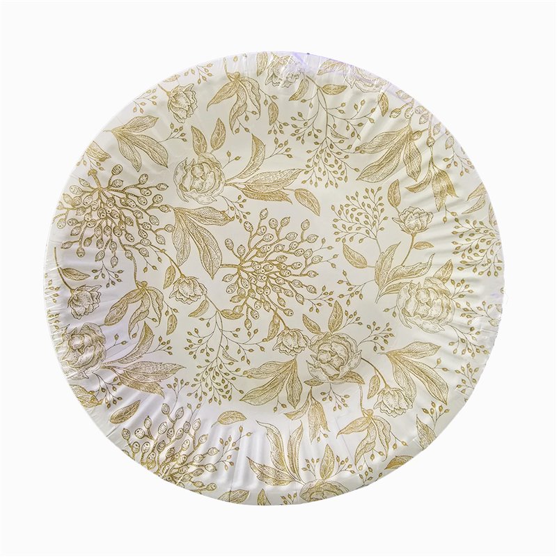 8 st Papperstallrikar Guld eukalyptus - 18 cm Plastfri