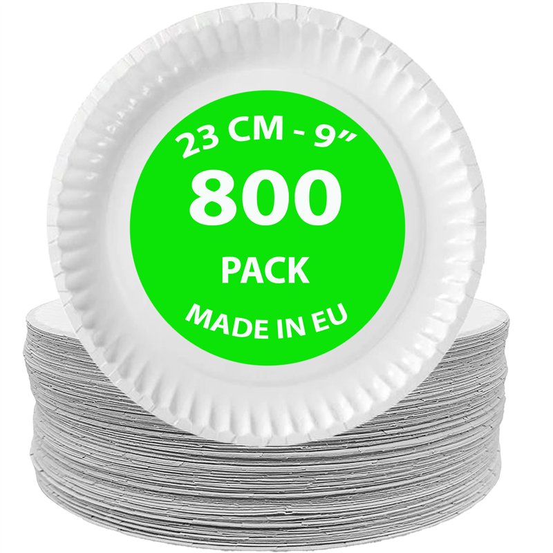 800 st. Paptallrikar Vit 23 cm – Robusta och Miljövänliga, FSC®-certifierade 800 st. Paptallrikar Vit 23 cm – Robusta och Miljövänliga, FSC®-certifierade