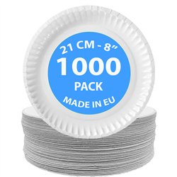 1000 st. Papperstallrikar Vit 21 cm – Hållbar elegans för varje evenemang 1000 st. Papperstallrikar Vit 21 cm – Hållbar elegans för varje evenemang