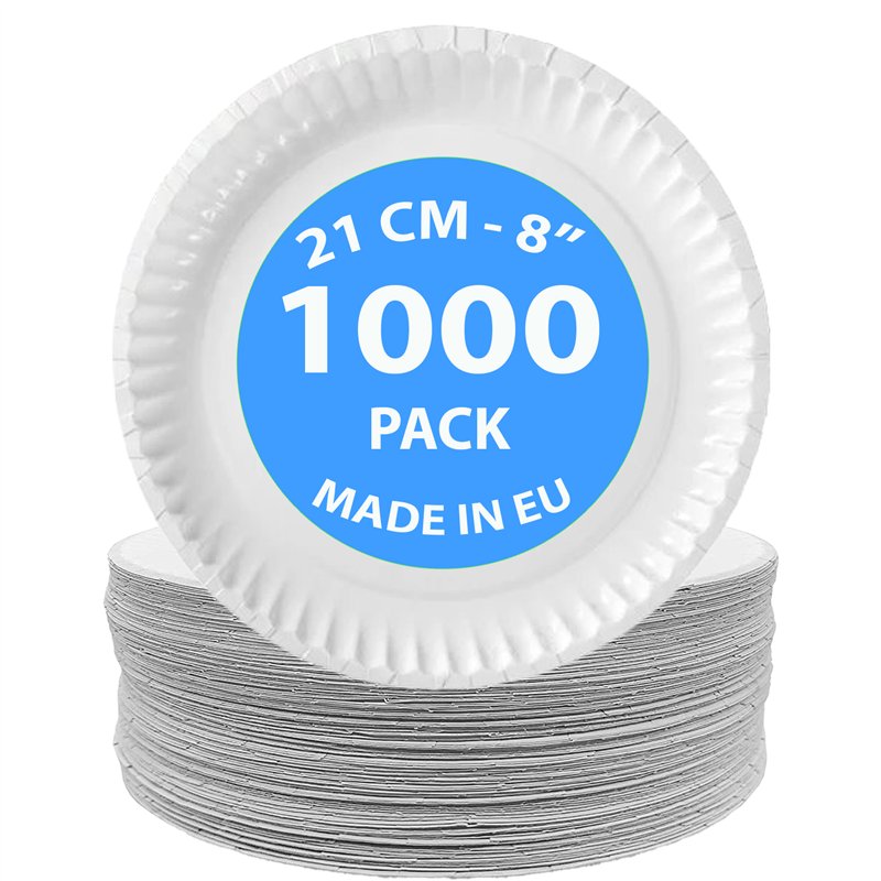 1000 st. Papperstallrikar Vit 21 cm – Hållbar elegans för varje evenemang 1000 st. Papperstallrikar Vit 21 cm – Hållbar elegans för varje evenemang
