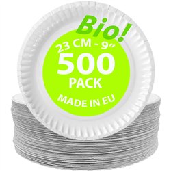 500 st. Biologiskt Nedbrytbara Papperstallrikar Vit 23 cm – Elegant & Miljövänlig Festlösning 500 st. Biologiskt Nedbrytbara Papperstallrikar Vit 23 cm – Elegant & Miljövänlig Festlösning