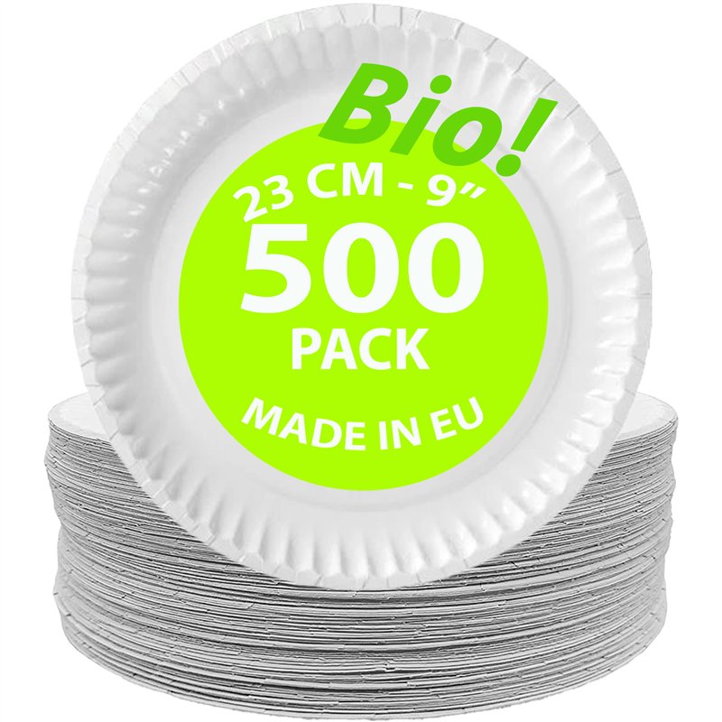 500 st. Biologiskt Nedbrytbara Papperstallrikar Vit 23 cm – Elegant & Miljövänlig Festlösning 500 st. Biologiskt Nedbrytbara Papperstallrikar Vit 23 cm – Elegant & Miljövänlig Festlösning