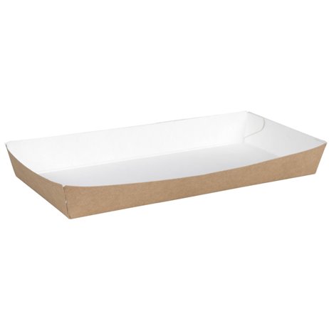 100 st Korvlådor i brun 9 x 20 x 2,5 cm - nedbrytbar 100 st Korvlådor i brun 9 x 20 x 2,5 cm - nedbrytbar