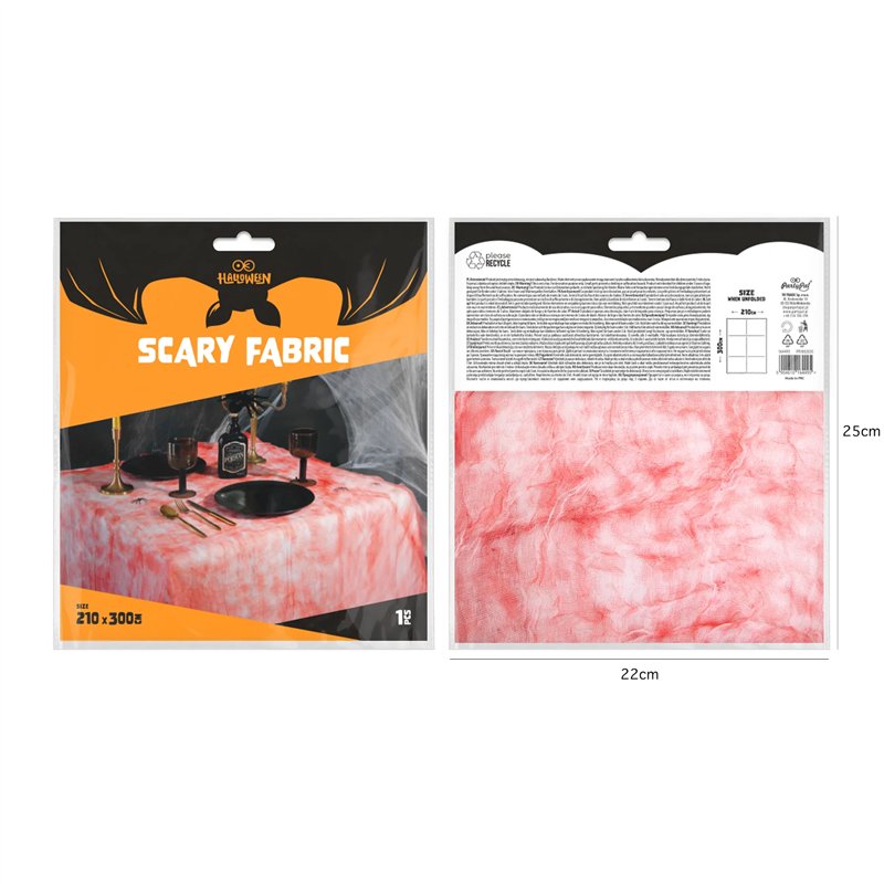 0,72x9,8 meter vitt dekorationsmaterial med blodfläckar för inomhus- och utomhusbruk 0,72x9,8 meter vitt dekorationsmaterial med blodfläckar för inomhus- och utomhusbruk
