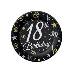 6 st Papp tallrikar 18 års födelsedag - 18cm - Svart 6 st Papp tallrikar 18 års födelsedag - 18cm - Svart