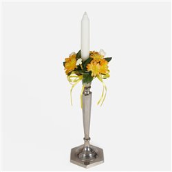 1 st. Ljusmanschett Gula Rosor & Vitt Brudsl&ouml;ja 12 cm &ndash; Unik romantik f&ouml;r stearinljus och bordsdekoration