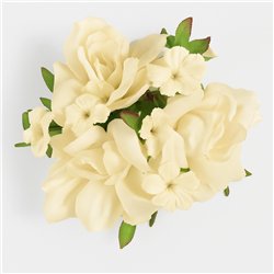 1 st. Ljusmanschett Gula Rosor & Vitt Brudslöja 12 cm – Unik romantik för stearinljus och bordsdekoration