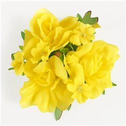 1 st. Ljusmanschett Gula Rosor & Vitt Brudslöja 12 cm – Unik romantik för stearinljus och bordsdekoration