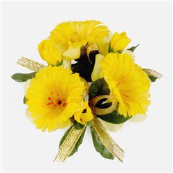 1 st. Ljusmanschett Gula Rosor & Vitt Brudslöja 12 cm – Unik romantik för stearinljus och bordsdekoration