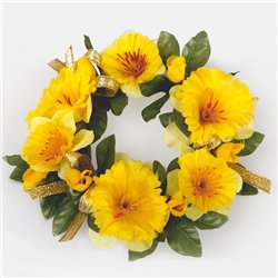 1 st. Ljusmanschett Gula Rosor & Vitt Brudslöja 12 cm – Unik romantik för stearinljus och bordsdekoration