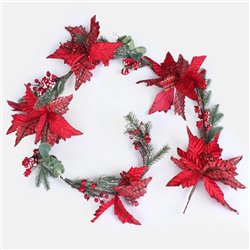 1 stk. Premium Rosenkrans-Girland i Rosa – 175 cm Romantisk Blomsterdekoration