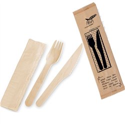 25 st Bestickset med servett inklusive tr&auml;kniv, sked, gaffel, salt och peppar