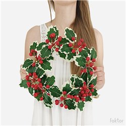 Konstgjord krans eukalyptus, r&ouml;da b&auml;r & ros&eacute;guld 14 cm &ndash; Allergiv&auml;nlig elegans f&ouml;r alla tillf&auml;llen.