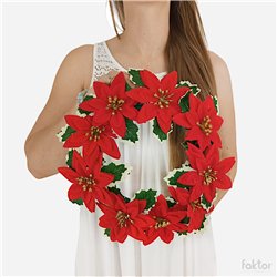 Konstgjord krans eukalyptus, r&ouml;da b&auml;r & ros&eacute;guld 14 cm &ndash; Allergiv&auml;nlig elegans f&ouml;r alla tillf&auml;llen.