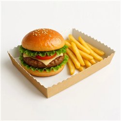 50 st. Serveringsbrickor i BIO-kartong brun/vit 375 ml – Hållbar stil för alla event