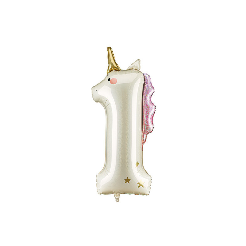 Foil balloon Number ''1'' Unicorn, 93cm, mix Foil balloon Number ''1'' Unicorn, 93cm, mix