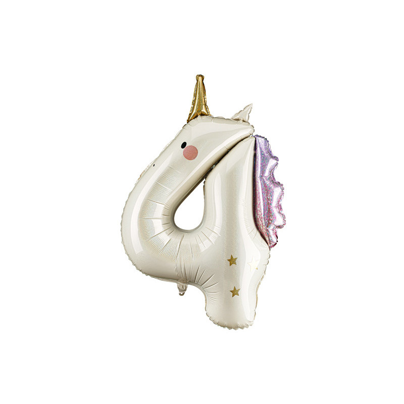 Foil balloon Number ''4'' Unicorn, 93cm, mix Foil balloon Number ''4'' Unicorn, 93cm, mix