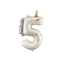 Foil balloon Number ''5'' Unicorn, 93cm, mix