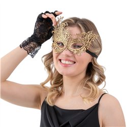 1 st Exklusiv Maskeradmask Svart Spets 21x8 cm &ndash; Skapa mystik och elegans p&aring; festen.