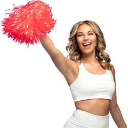 2 st Röda metallic Cheerleader Pomponer 38 cm – Fånga rampljuset på varje fest!
