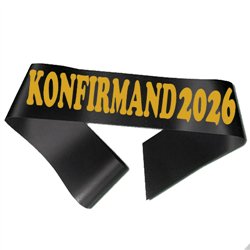 1 st Ordensband Konfirmand 2025 Svart Metallicguld 190 cm – Elegant stil för den stora dagen